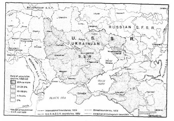 Зменшення населення в Україні, на Кубані та півдні Росії у 1929-1932 роках
