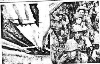 а) повітряний бій; б) солдати союзників; в) табір військовополоненних; г) встановлення прапора Перемоги най Рейхстагом
