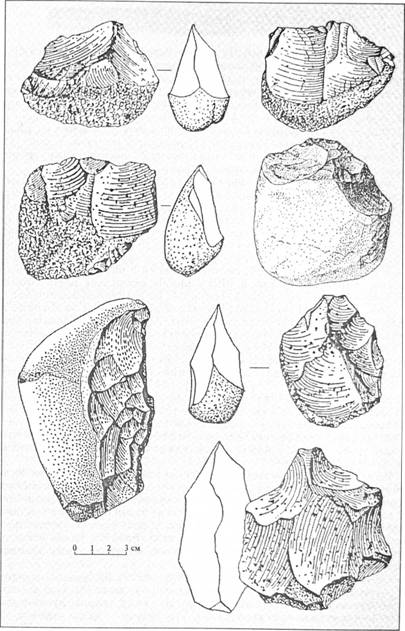 Вироби з нижнього шару стоянки Королеве у Закарпатті, що датуються близько 1 млн років тому