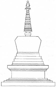 Описание: Схема ступи, або вертикальна модель Всесвіту в буддійській космології