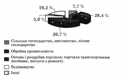 Структура кредитного портфеля банків України за галузями економіки станом на 1 січня 2006 р., % 