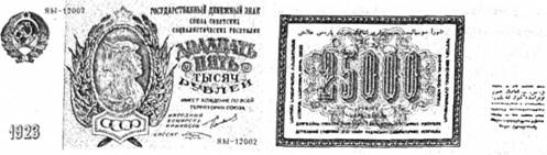 СРСР. 25 тисяч рублів. 1923 р.