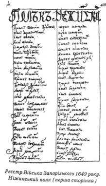 Реєстр Війська Запоріжського 1649