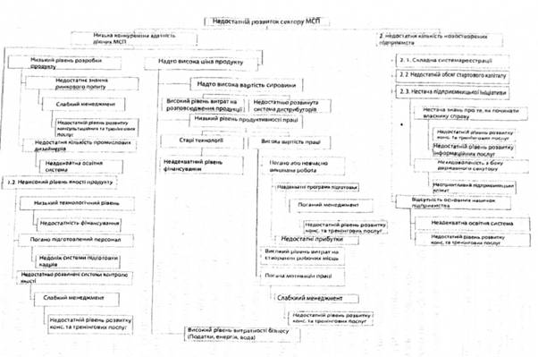 Дерево проблем економічної ролі МСП