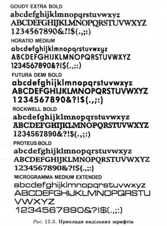Приклади видільних шрифтів 